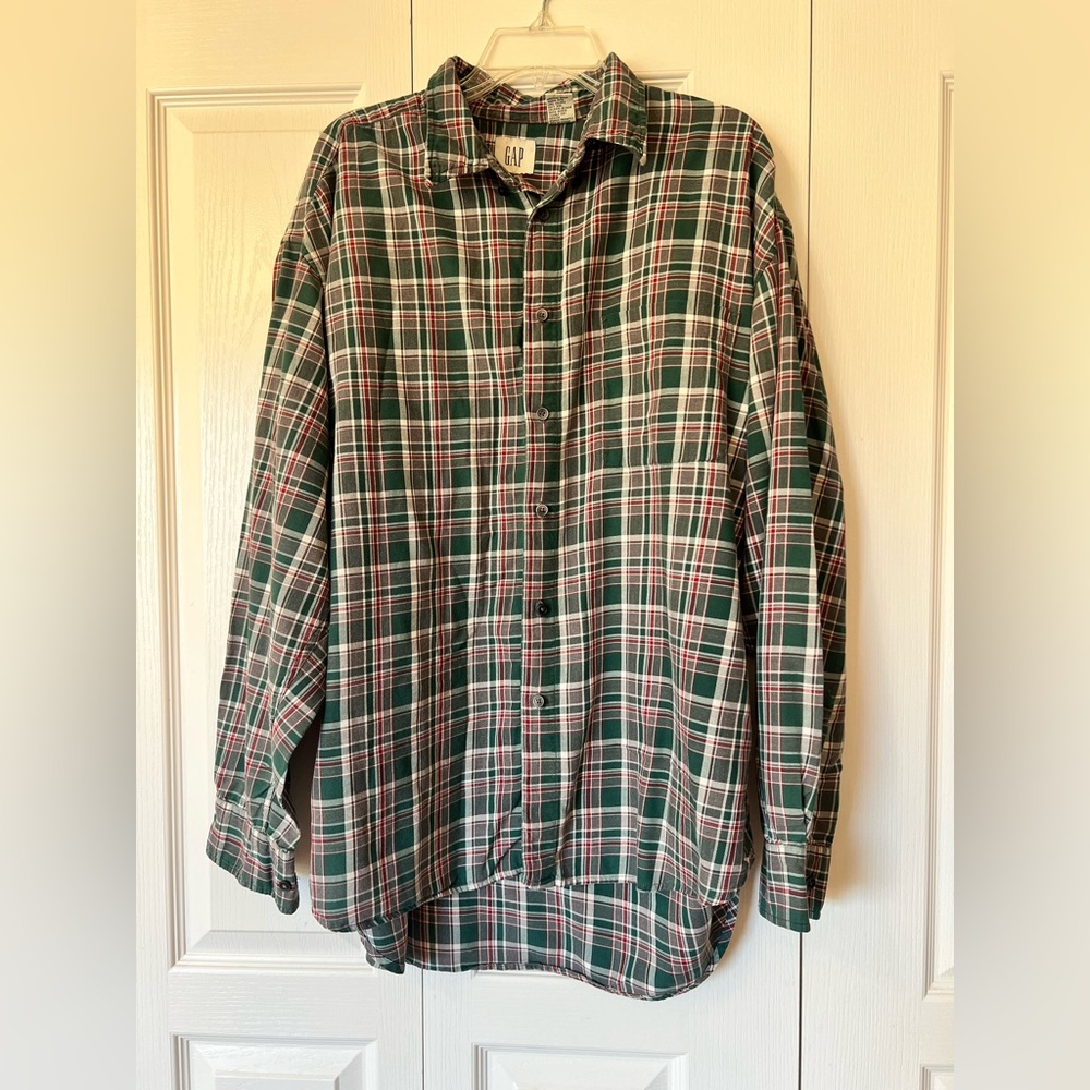 Gap Men's Multicolor Long Sleeve Plaid Button Down Classic Shirt Size X-Large